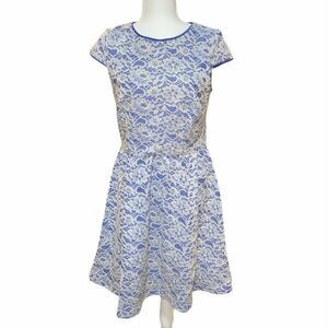 Hailey by Adrianna Papell Blue Lace Overlay Dress